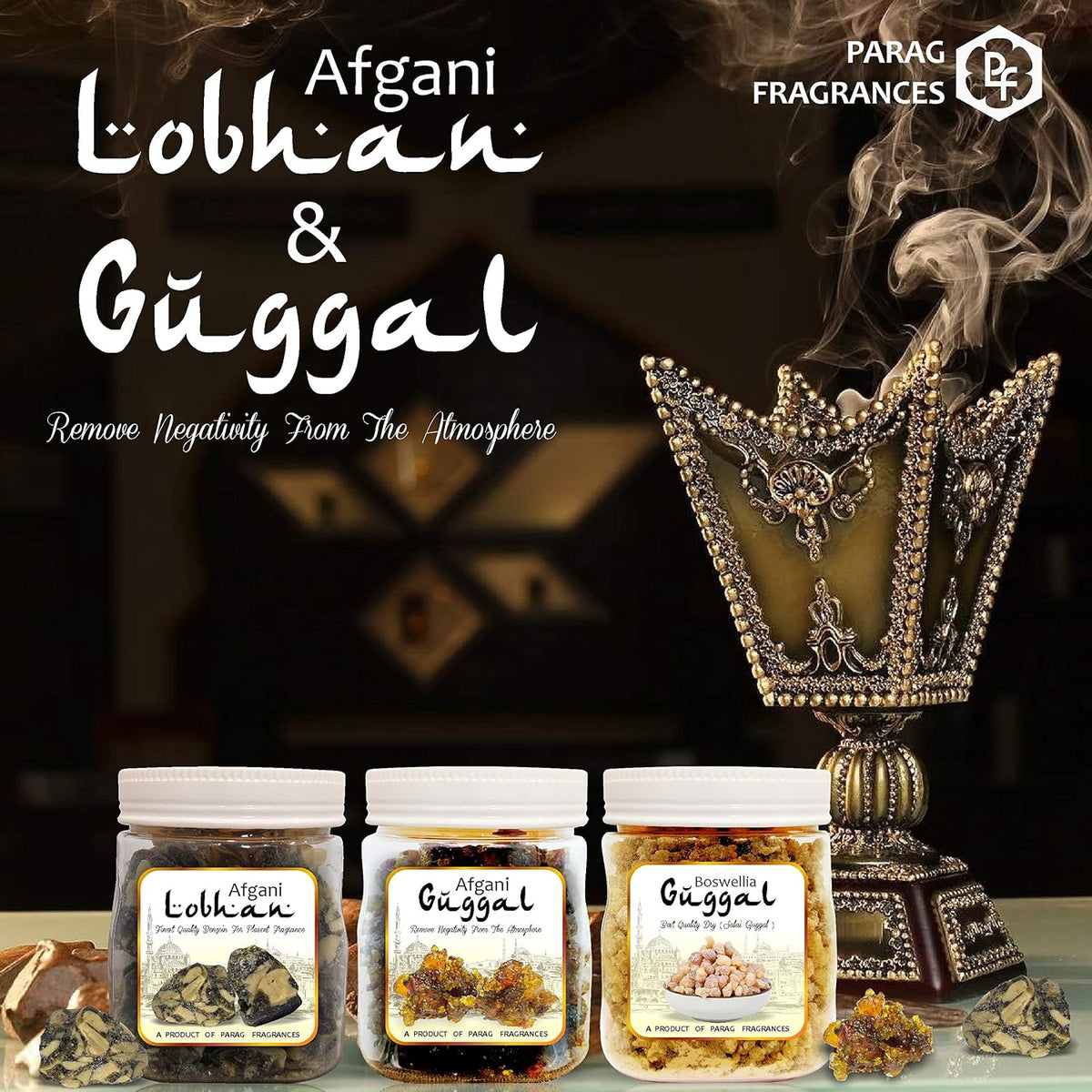 Parag Fragrances Agar Oud Hawan Dhoop Samagri with 36 Types of Herbs/Hawan Samagri for Dhoop, Hawan or Yagya (150gm)