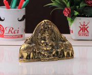 KridayKraft Ganesh Wall Hanging with Elephants for Door Entrance Decorative Showpiece - 12 cm (Aluminium, Gold)