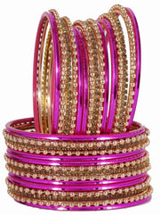 NMII Non-Precious Metal Base Metal With Zircon Gemstone and Linked With Ball Chain and Plane Bangles Set For Women and Girls