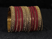 NMII Metal With Zircon Gemstone Studded Glossy Finished Traditional Bangle set for Women and Girls