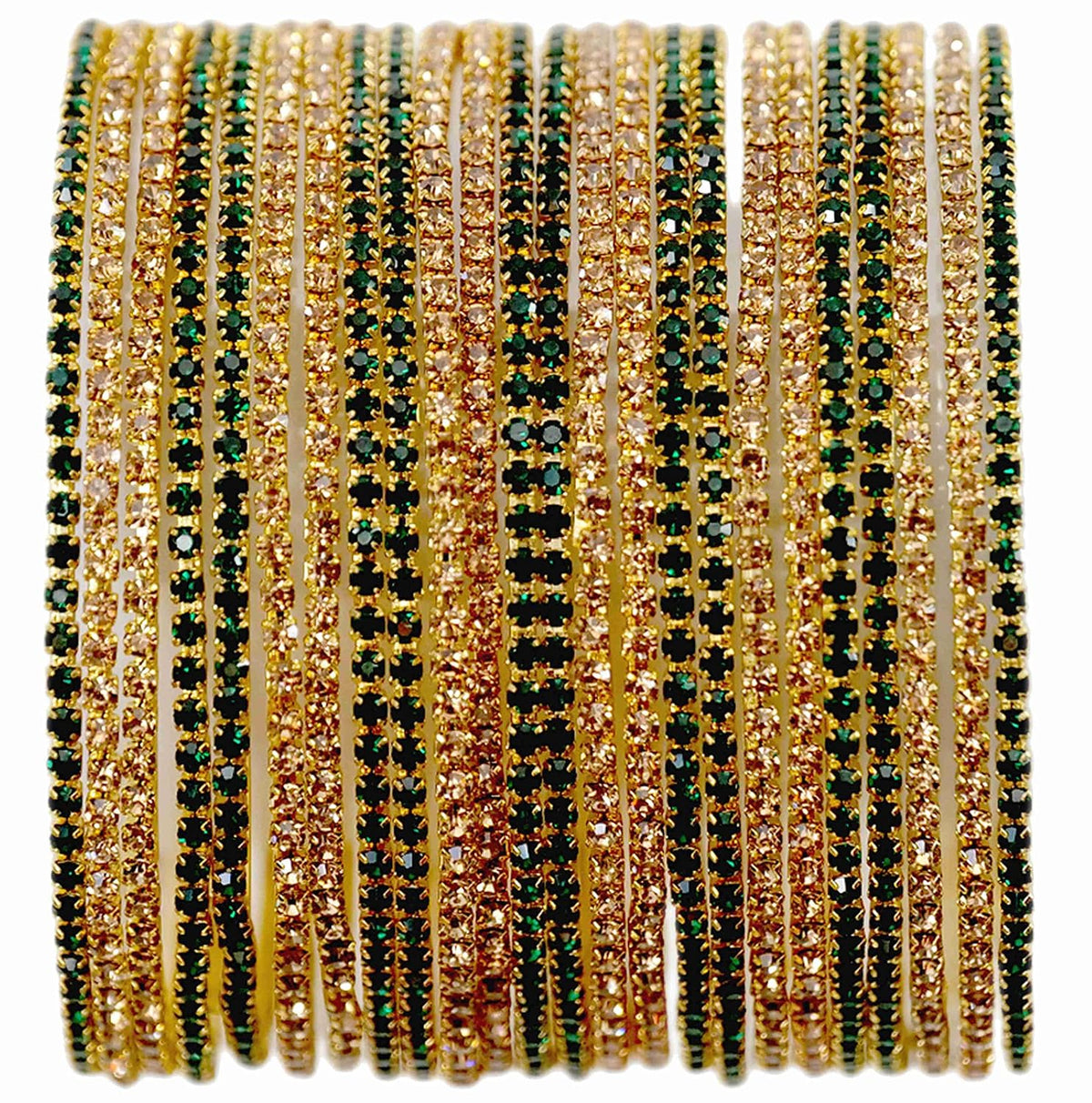 NMII Non-Precious Metal Base Metal with Zircon Gemstone Studded worked Glossy Finished Bangle Set For Women and Girls