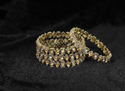 NMII Stylish American Diamond Stone Work Metal Bangles For Women & Girls | Gold Plated Bangles | Kada Set For Women | Wedding Bangles Set For Women | Latest Bangles Fashion Jewellery- Set of 4