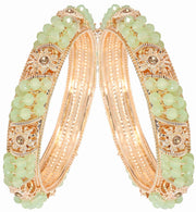 NMII Non-Precious Metal With Base Metal And Zircon Gemstone Or Colourful Beads Studded On Flower Glossy Finished Kada Set For women and Girls