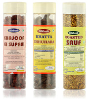 Dilkhush Khajoor Ki Supari and Khatta Chhuhara and Roasted Sauf, 400 g (Combo of 3)
