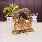 KridayKraft Metal Laddu Gopal Jhulla for Janmastmi Festive Gold Plated Decor Your Home Metal Palna for Krishna ji, Temple Office,Gift Article.