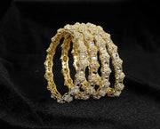 NMII Traditional Alloy Metal with Zircon Gemstone & Kundan Stone Bangles Set For Women & Girls | Rajwadi Bangles | AD Bangle | Fancy Kada Set | Kangan For Wedding, Party & Occasion - Set of 4
