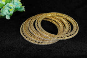 NMII Premium Gold Plated Metal American Diamond Bangles For Women & Girls | Traditional Golden Bangles | AD Stone Work | White Diamond Bangles Set For Wedding, Party, Ocassion-Set of 4