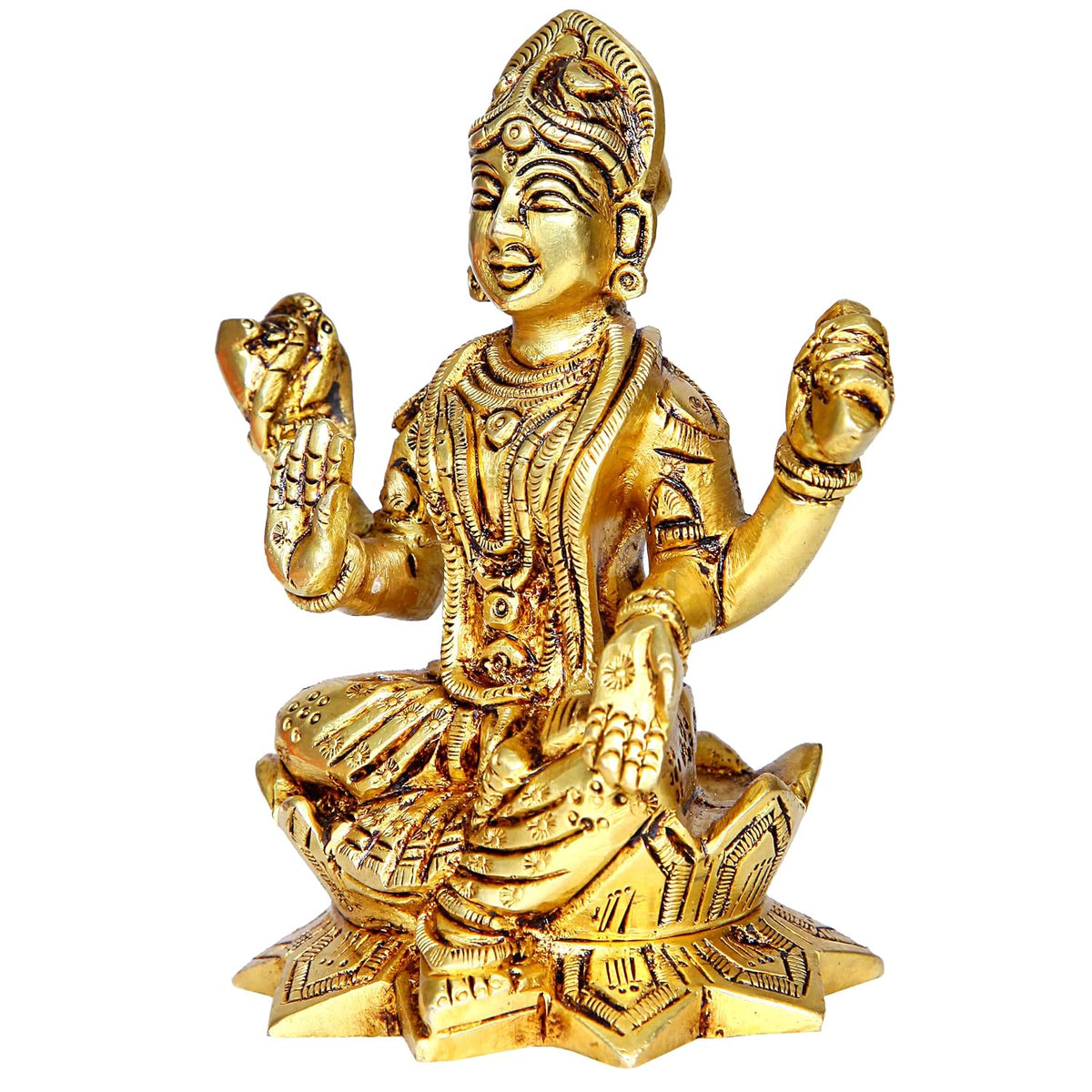 Aalayam Selveer Balambigai Statue| Bala Tripura Sundari Idol | Balambika Idol Brass 10cm Height Brass Gold Colour 1 Piece