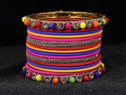 NMII Metal with Zircon Gemstone and Pearls Adorned Bangles Set For Girls and Women I Traditional Bangles Set, Bangle Bracelet Set I Pack of 36 Bangles