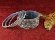 NMII Stylish Glass Bangles Set with Golden Diamond Stone & Sitara Beads Design For Women & Girls | Designer Women's Glass Bangles | Traditional Chudi Set | Girl's Bangles Fashion Jewellery- Set of 12