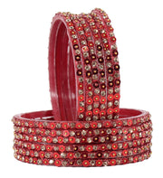 NMII Stylish Glass Bangles Set with Golden Diamond Stone & Sitara Beads Design For Women & Girls | Designer Women's Glass Bangles | Traditional Chudi Set | Girl's Bangles Fashion Jewellery- Set of 12