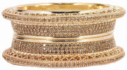 NMII Alloy Metal Gold Plated Bangles Set For Women & Girls Studded Zircon Stone | Stylish Diamond Bangles | Women's bangles | Metal Bangles- (Pack of 2)