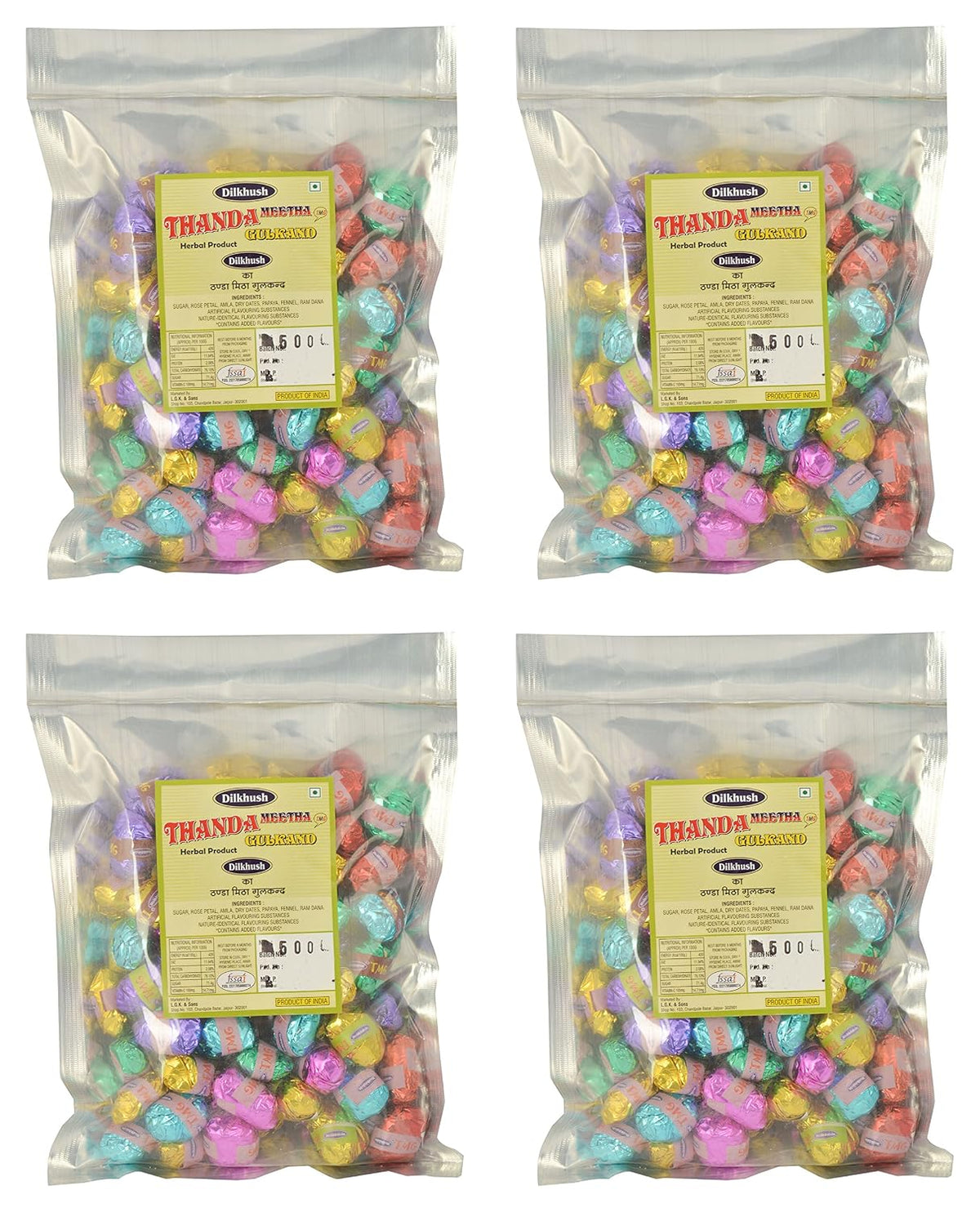 Dilkhush Thanda Meetha Gulkand, 500 grams (Pack of 4)