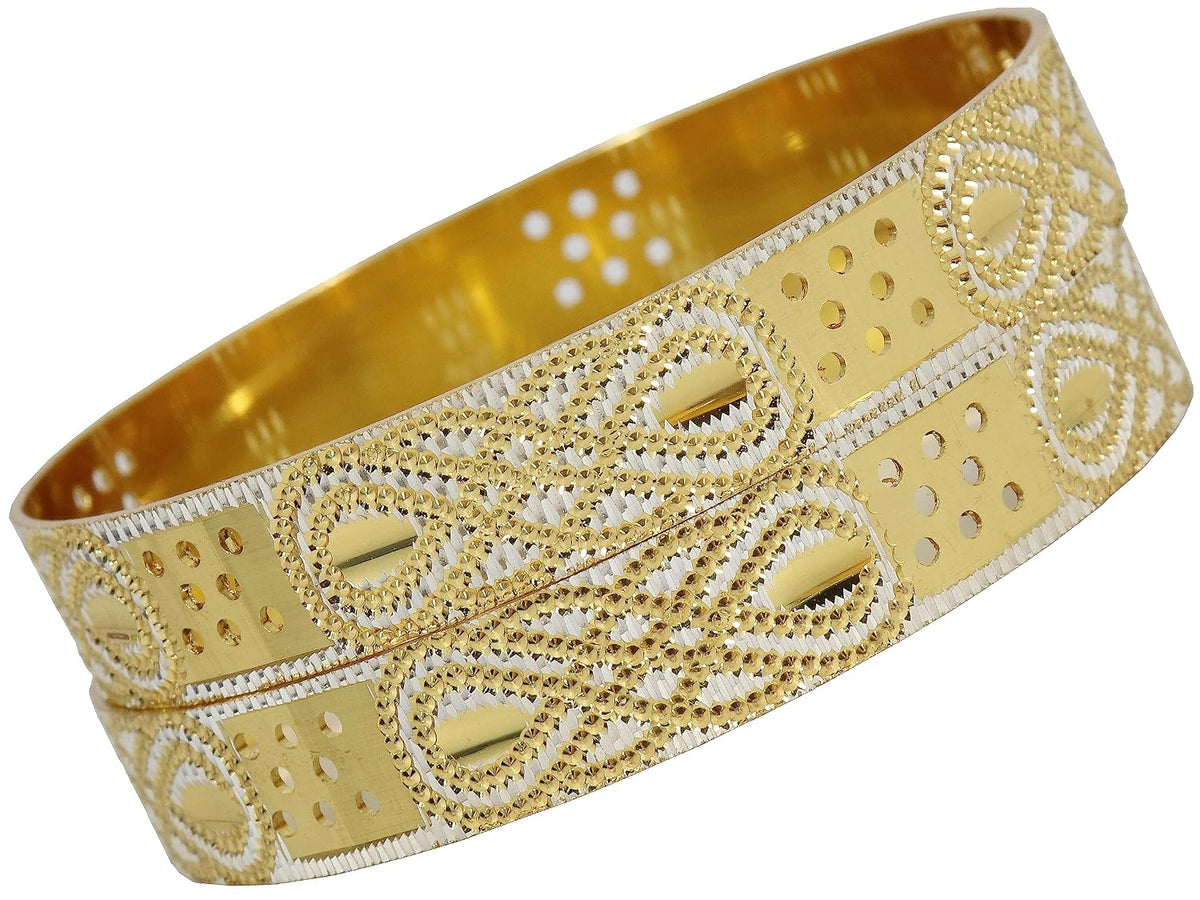 NMII Brass Gold Plated Bangles Set For Women's & Girls (Pack of 2)