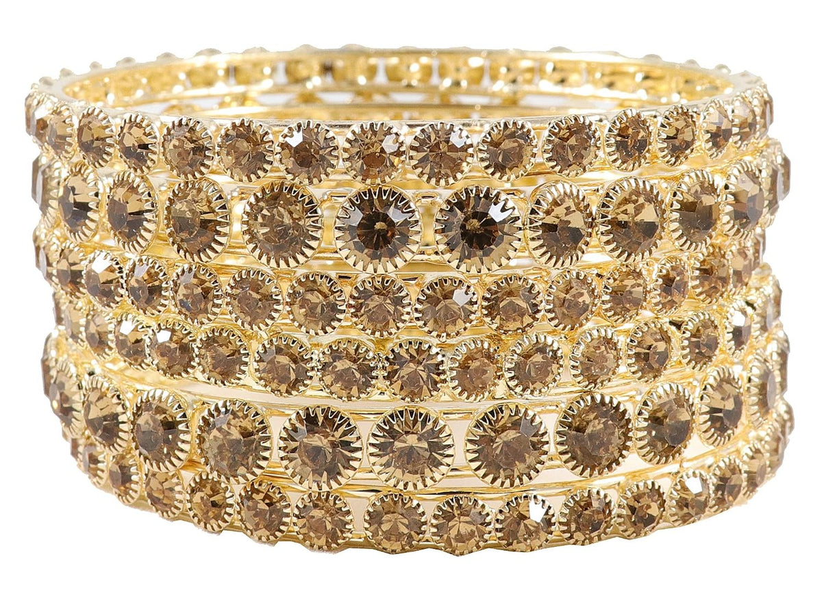 NMII Non-Precious Metal Base Metal with Zircon Gemstone Studded worked Glossy Finished Kada Set For Women and Girls