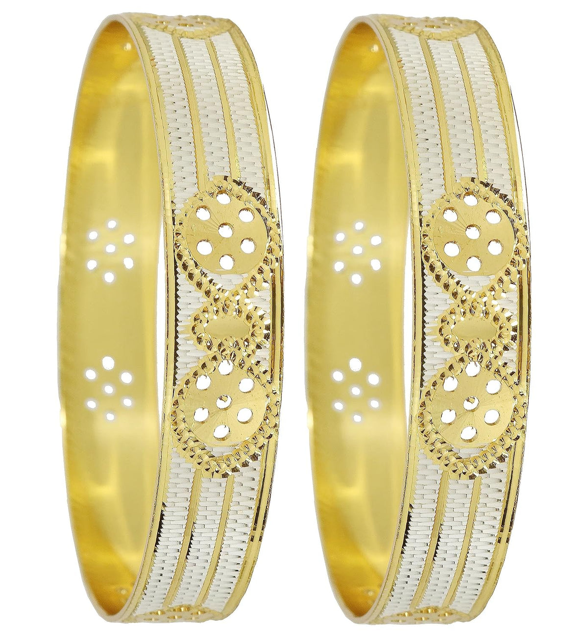 NMII Brass Gold Plated Bangles Set For Women's & Girls (Pack of 2)