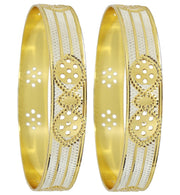 NMII Brass Gold Plated Bangles Set For Women's & Girls (Pack of 2)