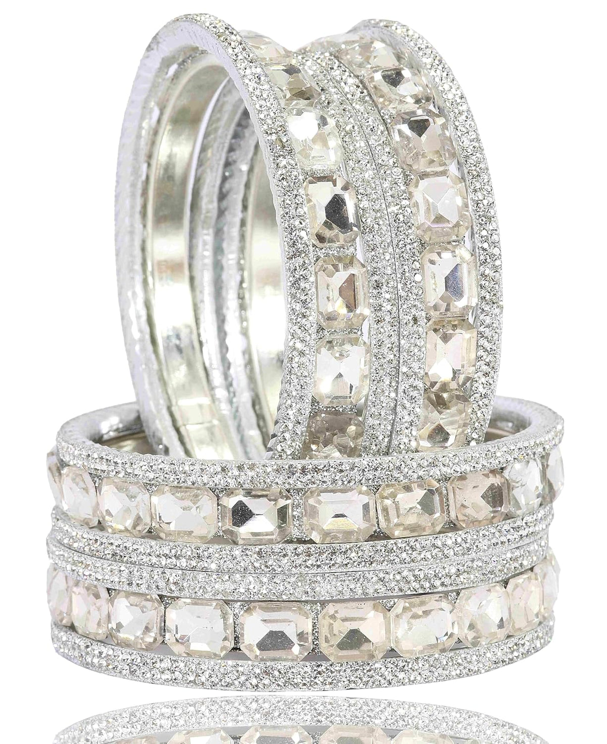 NMII Stylish Metal with AD Diamond Bangles Kada Set For Women & Girls | Premium Gold Plated Bangles | Kada Set For Women | Metal Bangles | Fashionable Bangles For Wedding, Party, Daily- Set of 12