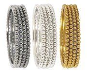 NMII Metal Base Metal with Ball Chain Linked Glossy Finished Kada set For Women and Girls