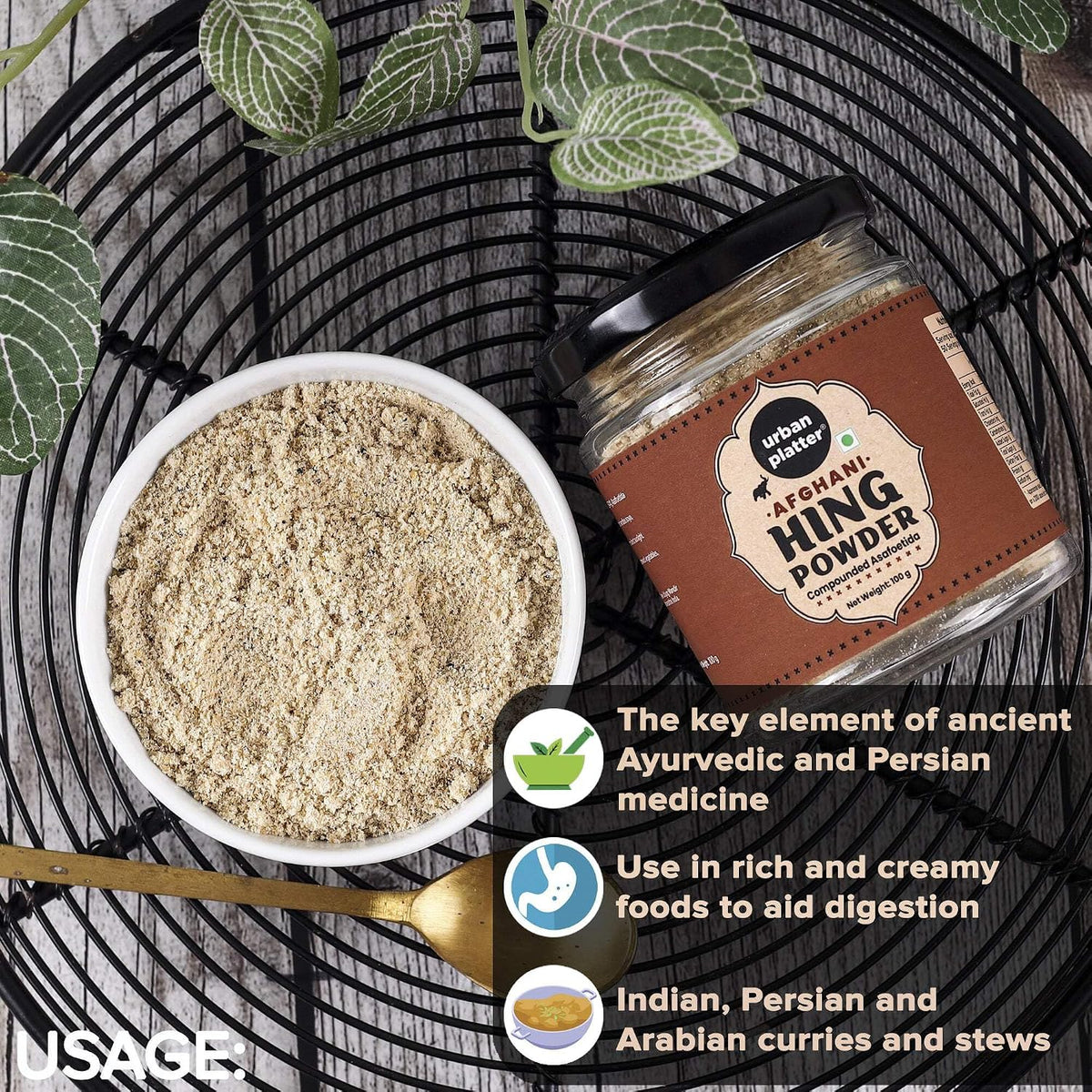 Urban Platter Premium Hing Powder, 100g (Compounded Asafoetida Powder | Tempering Essential | Natural Digestive Aid | Perfect for Daily Cooking)
