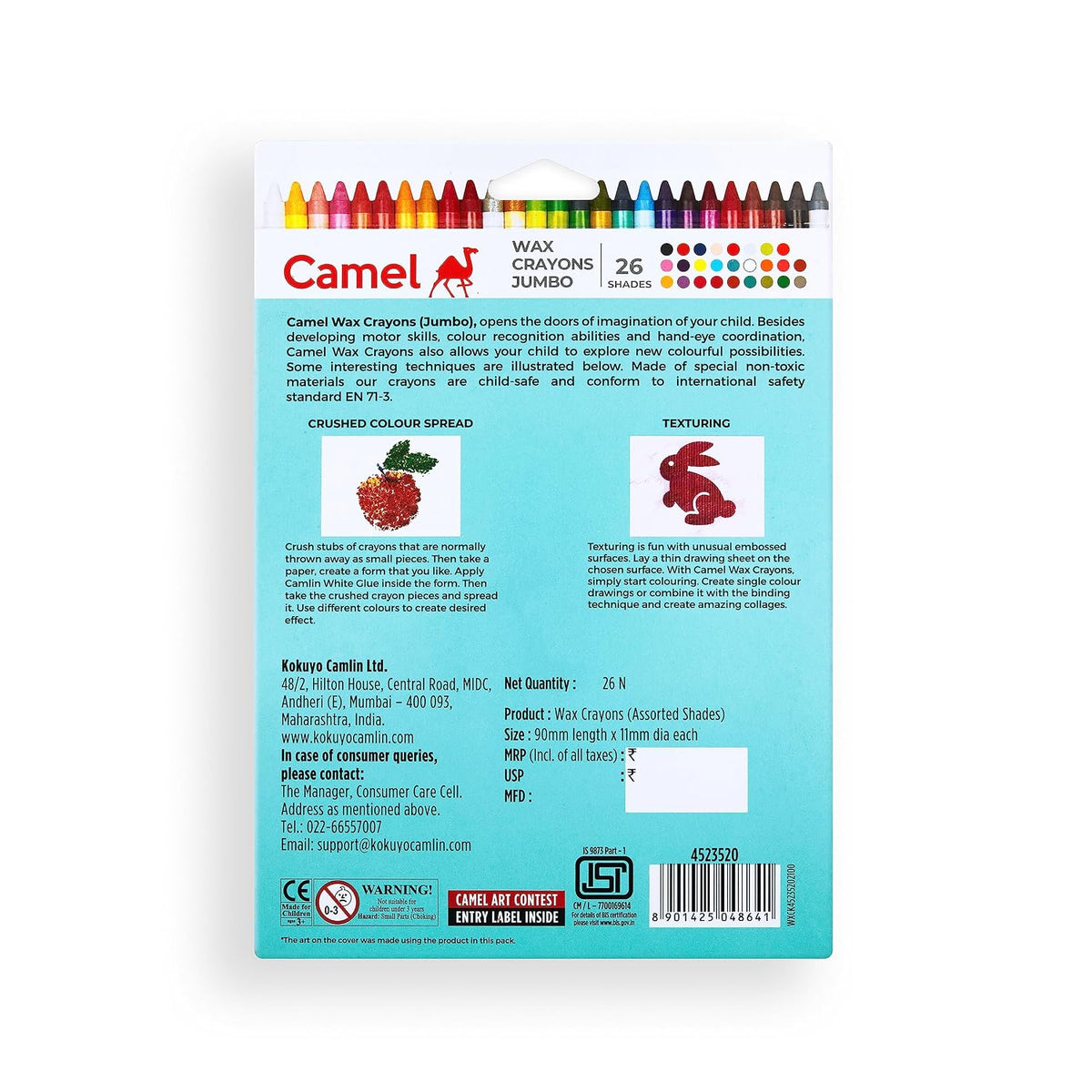 Camel Jumbo Wax Crayons 26 shades.