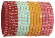 NMII Acrylic (Plastic) With Zircon Gemstone and Studded Worked with Glossy Finished Kada Set For Women and Girls
