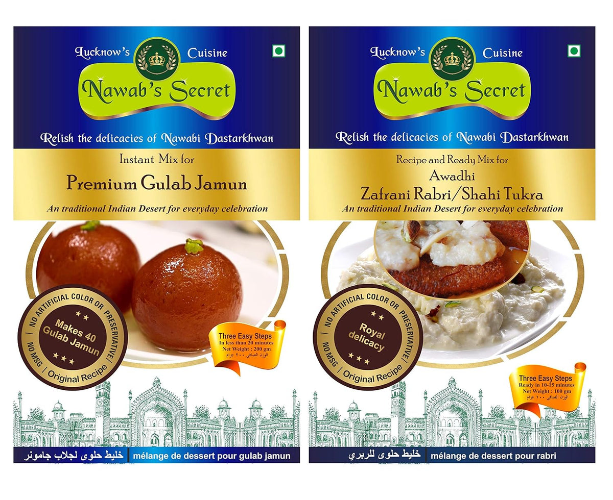Nawab's Secret Premium Gulab Jamun & Shahi Tukra/Rabri Mix (Pack of 2)