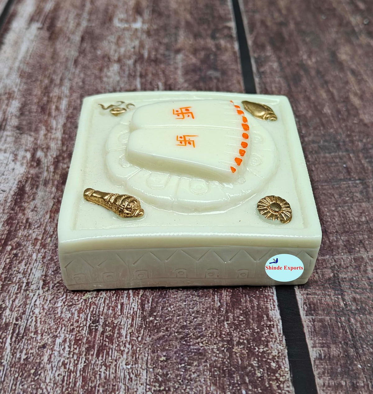 SHINDE EXPORTS Small Marble charan Kamal paduka for puja