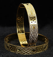 NMII Brass Gold Plated Bangles Set For Women's & Girls (Pack of 2)