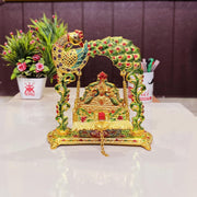 KridayKraft Metal Laddu Gopal Jhulla Palana for Janmastmi Festive Gold Plated with Meenakri Work for Your Home, Temple Office,Gift Article.