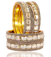 NMII Stylish Metal with AD Diamond Bangles Kada Set For Women & Girls | Premium Gold Plated Bangles | Kada Set For Women | Metal Bangles | Fashionable Bangles For Wedding, Party, Daily- Set of 12