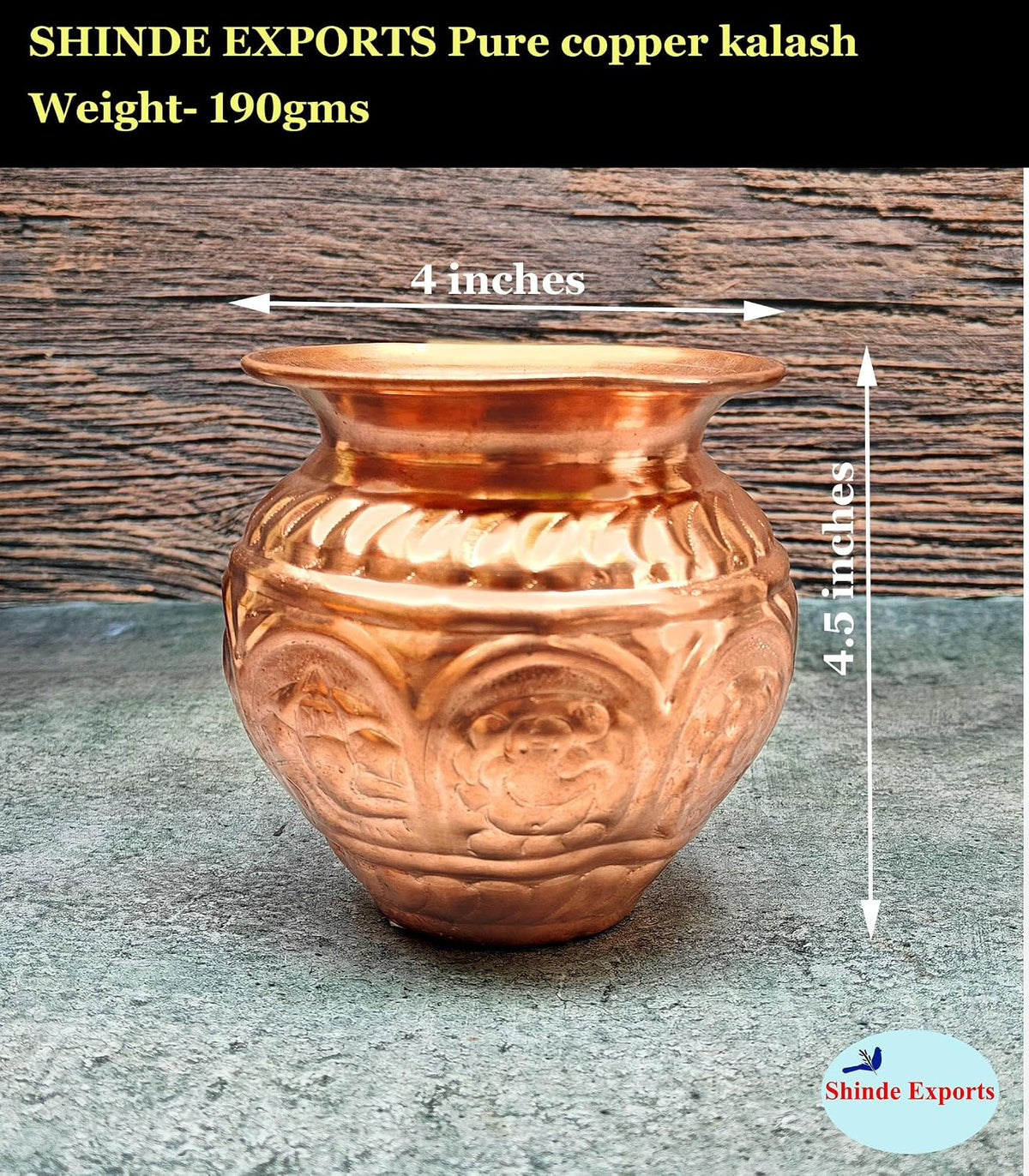 SHINDE EXPORTS Small Size Copper tamba lota Kalash for puja Drinking Water Pooja (Ganesh lota 11cm)