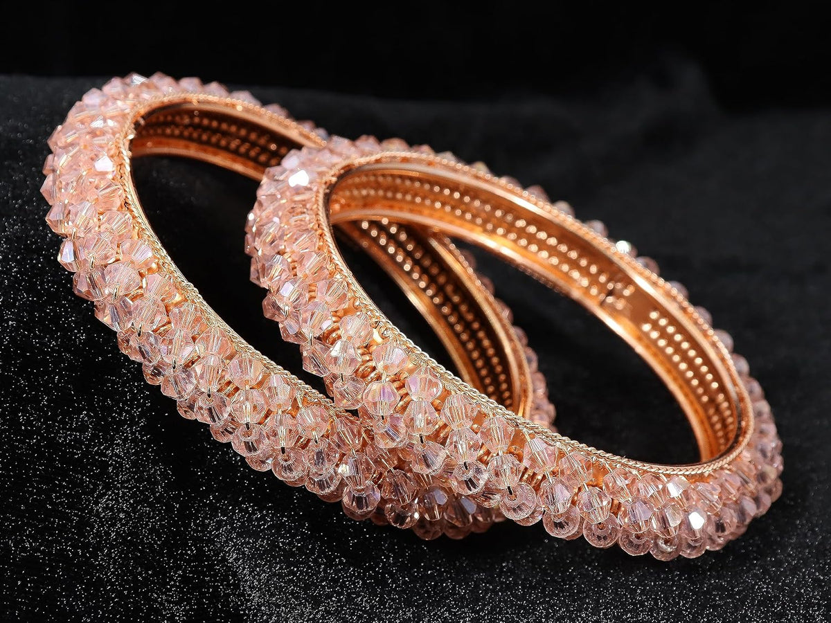 NMII Alloy Metal Stylish Fancy Pearls Bangles Bracelet Set For Women & Girls | Trending Metal Bangles | Women Bangles | Pearls Kada Set For Women | Bangles Set Wedding, Party, Daily- Pack of 2 Bangle