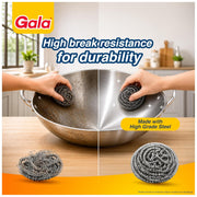 Gala Steel Scrubber Combo Set (Pack of 6), Stainless Steel Scrubber for Utensils, Scrubber for Kitchen