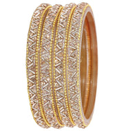 NMII Glass Bangles Set For Girls and Women Studded Zircon Gemstone and Beads I women bangles I (Pack of 8)
