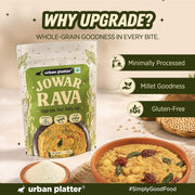 Urban Platter Jowar Rava, 500g (Naturally Gluten-free | Source of Protein & Fibre | A Smart Swap for Regular Sooji | Perfect for Upma, Khichdi, Porridge, Halwa & More)