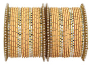 NMII Non-Precious Metal with Base Metal Zari Dotted and Pearls Studded Glossy Finished Traditional Bangle set for Women and Girls