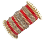 NMII Acrylic (Plastic) and Zircon Gemstone Studded with Pearl Glossy Finished (ONLY 1 HAND) Chuda Set For Women and Girls