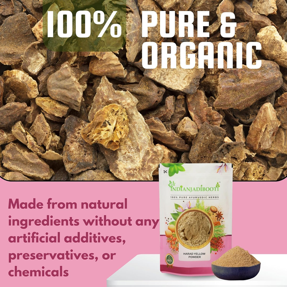 IndianJadiBooti Pure Harad Chilka Powder (Seedless Haritaki Rind) | Botanical for Digestive Harmony, Detox & Tridoshic Balance 100g | (Pack Of 2)