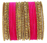 NMII Metal Base Metal Zircon Stone Bangle Set For Women & Girls (Multicolored) (Pack of 20)