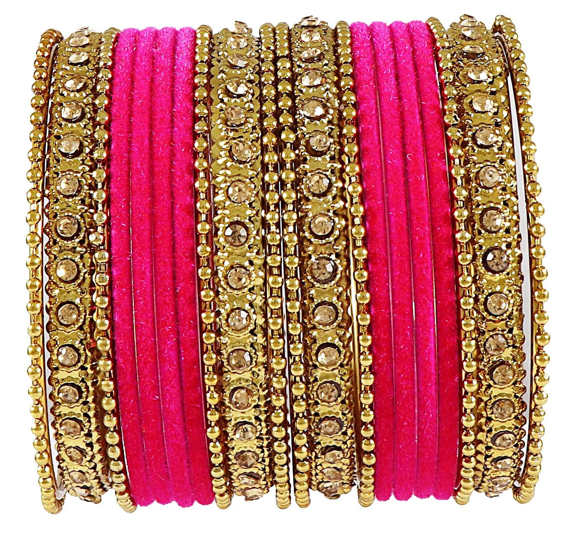 NMII Metal Base Metal Zircon Stone Bangle Set For Women & Girls (Multicolored) (Pack of 20)