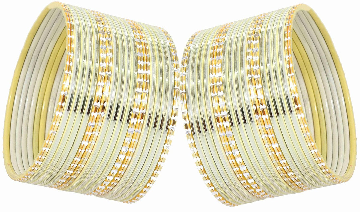 NMII Non-Precious Metal Base Metal With Cutting and Plane Bangles Set For Women and Girls