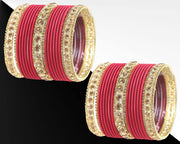 NMII Non-Precious Metal Base Metal and Studded Zircon Gemstone and Matte Finish Worked Bangle set for Women/Girls