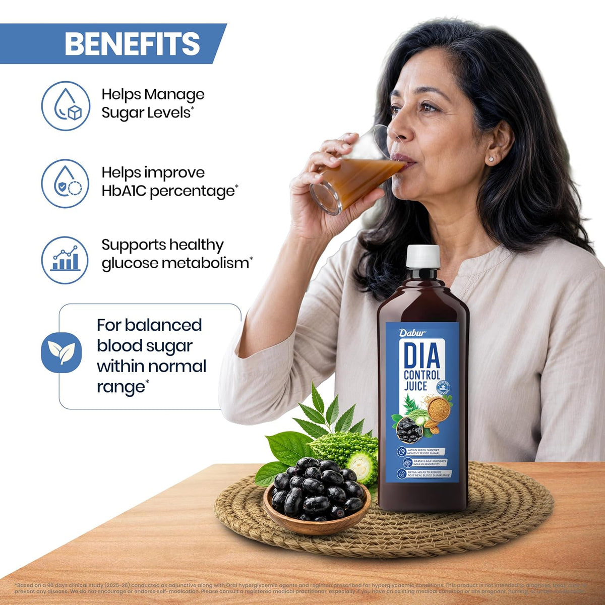 Dabur Dia Control Juice - 500ML | Clinically Proven Diabetic Care | Supports Healthy Blood Sugar Levels & Insulin Sensitivity | Reduces Post Meal Sugar Spikes | Amla, Karela, Jamun, Triphala & More
