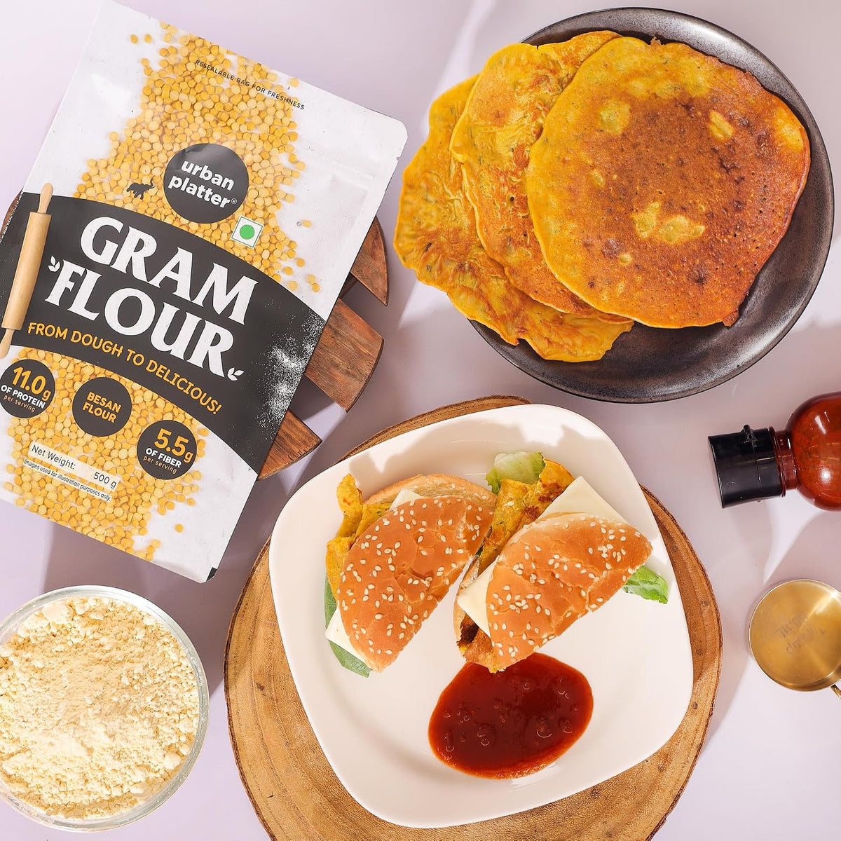 Urban Platter Besan, 500g (Split Bengal Gram or Gram Flour | Good Source of Fibre and Protein |Gluten- free Pantry Essential)