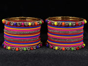 NMII Metal with Zircon Gemstone and Pearls Adorned Bangles Set For Girls and Women I Traditional Bangles Set, Bangle Bracelet Set I Pack of 36 Bangles