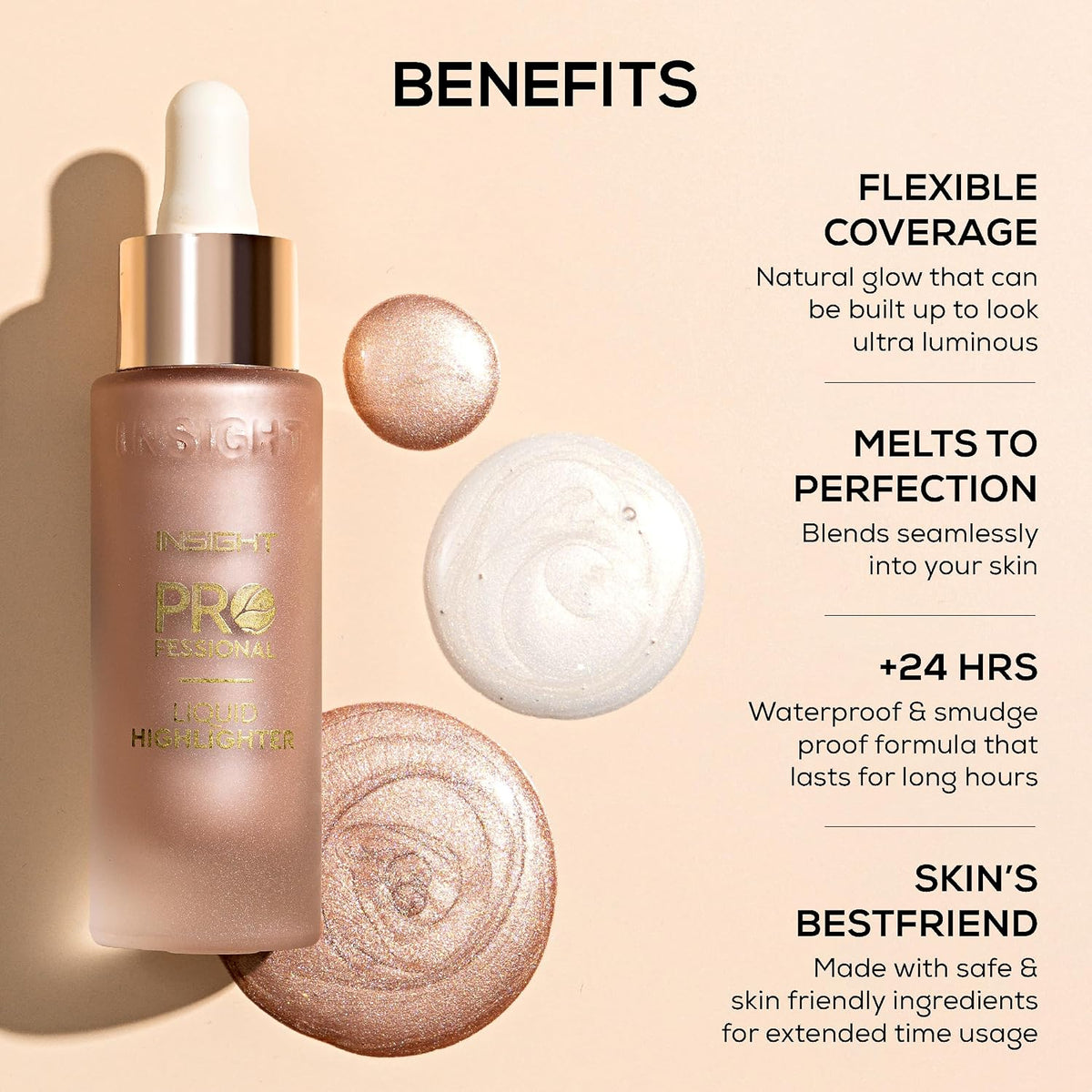 INSIGHT Professional Liquid Highlighter - Fire Glow | Glowly Finish | Waterproof & Smudgeproof | Multiuse - 25g
