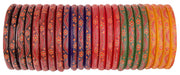 NMII Glass with Flower Pattern Glossy Finished Kada Set For Women and Girls, (Multy_2.6 Inches), Pack Of 24 Kada Set