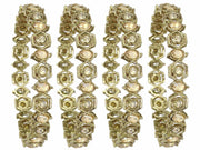 NMII Stylish American Diamond Stone Work Metal Bangles For Women & Girls | Gold Plated Bangles | Kada Set For Women | Wedding Bangles Set For Women | Latest Bangles Fashion Jewellery- Set of 4