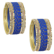 NMII Non-Precious Metal with Base Metal and Studded with Rainbow Zircon Gemstone Glossy Finished Traditional Bangle set for Women and Girls